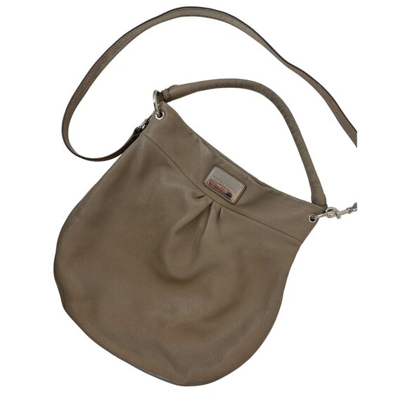 Marc Jacobs NY 14" x 13" Gray Leather Hobo Bag With Dual Strap 10002 GUC - Picture 3 of 16